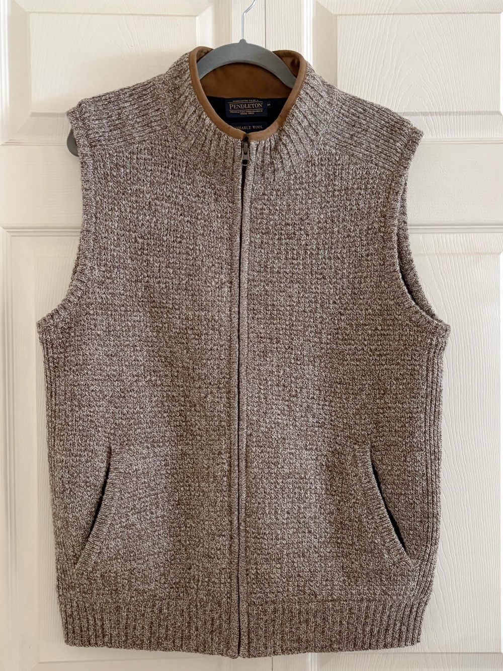 Pendleton Men's Taupe-Brown Zip Wool Blend Vest